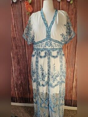 A Beautiful Soul Embroidered Lace Maxi Dress Plus Size 2X